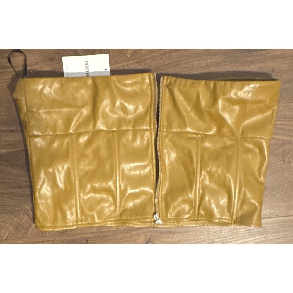 Forever 21 Faux Leather Yellow Crop Top Women's XL